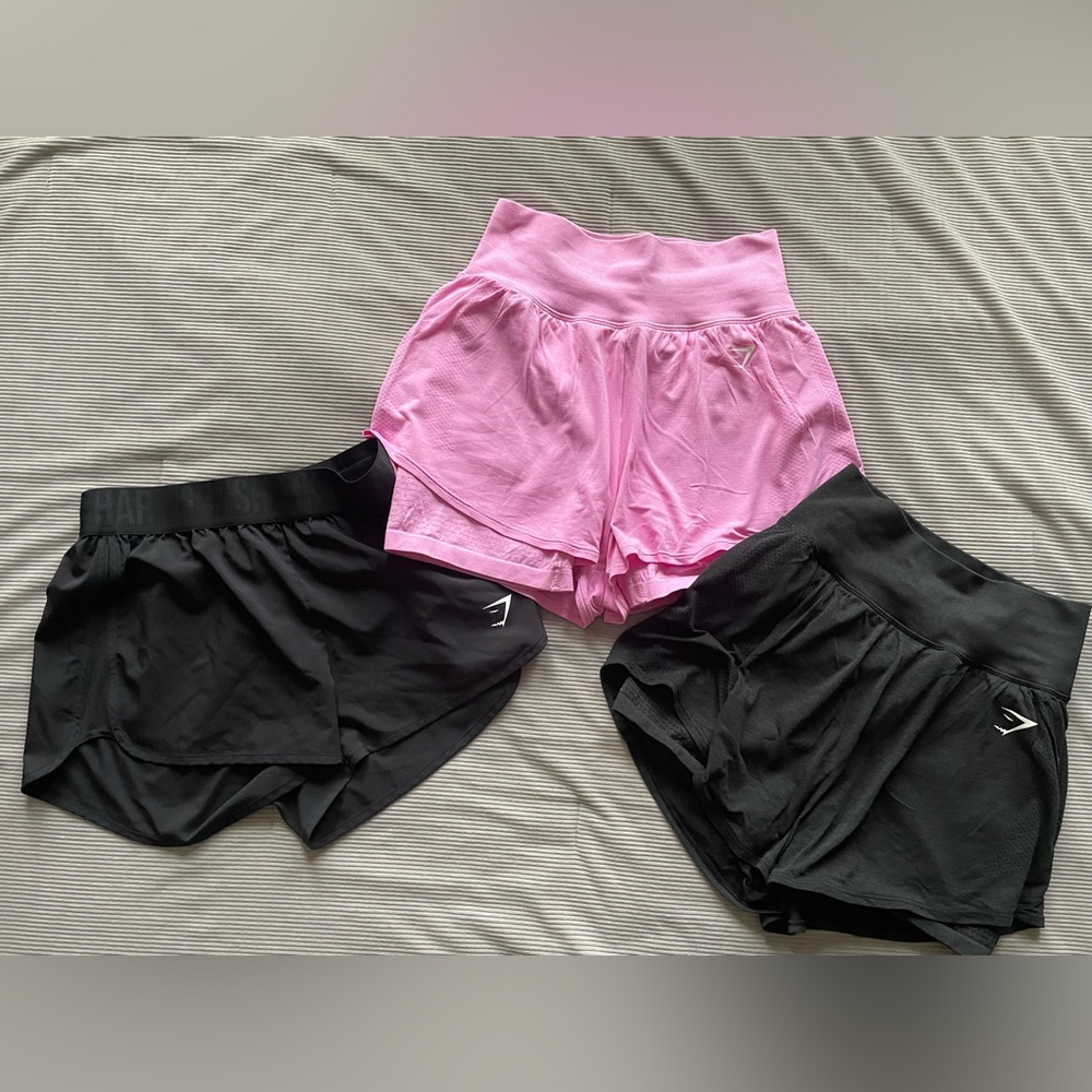 Gymshark Pink and Black Shorts Set